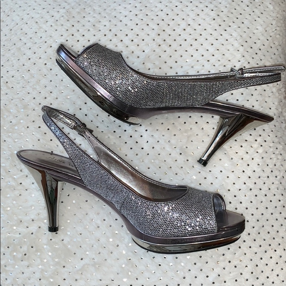 Open Toed Silver Heels